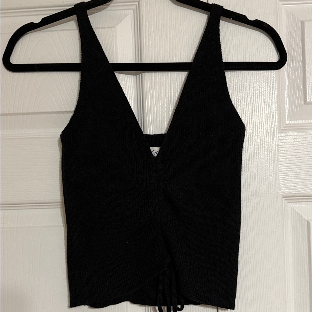 She + Sky Black V-Neck Tank